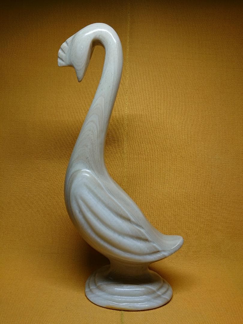 【美品】スワン　白鳥　天然石　彫刻　インテリア　置物　工芸品　美術品　A1394