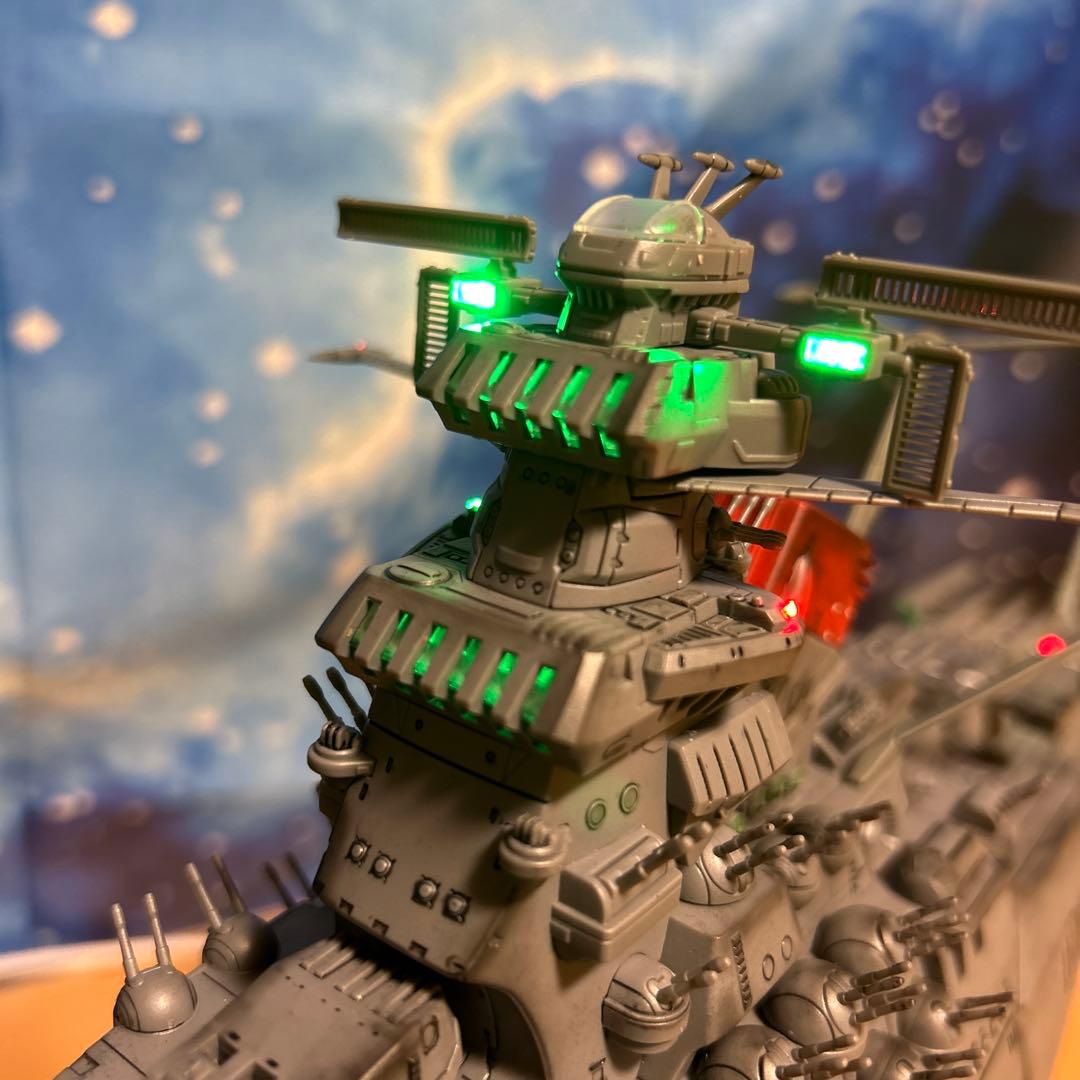 T*i様 宇宙戦艦ヤマト 1/500 フル電飾！完成品。墨入れ済みつや消し塗装済