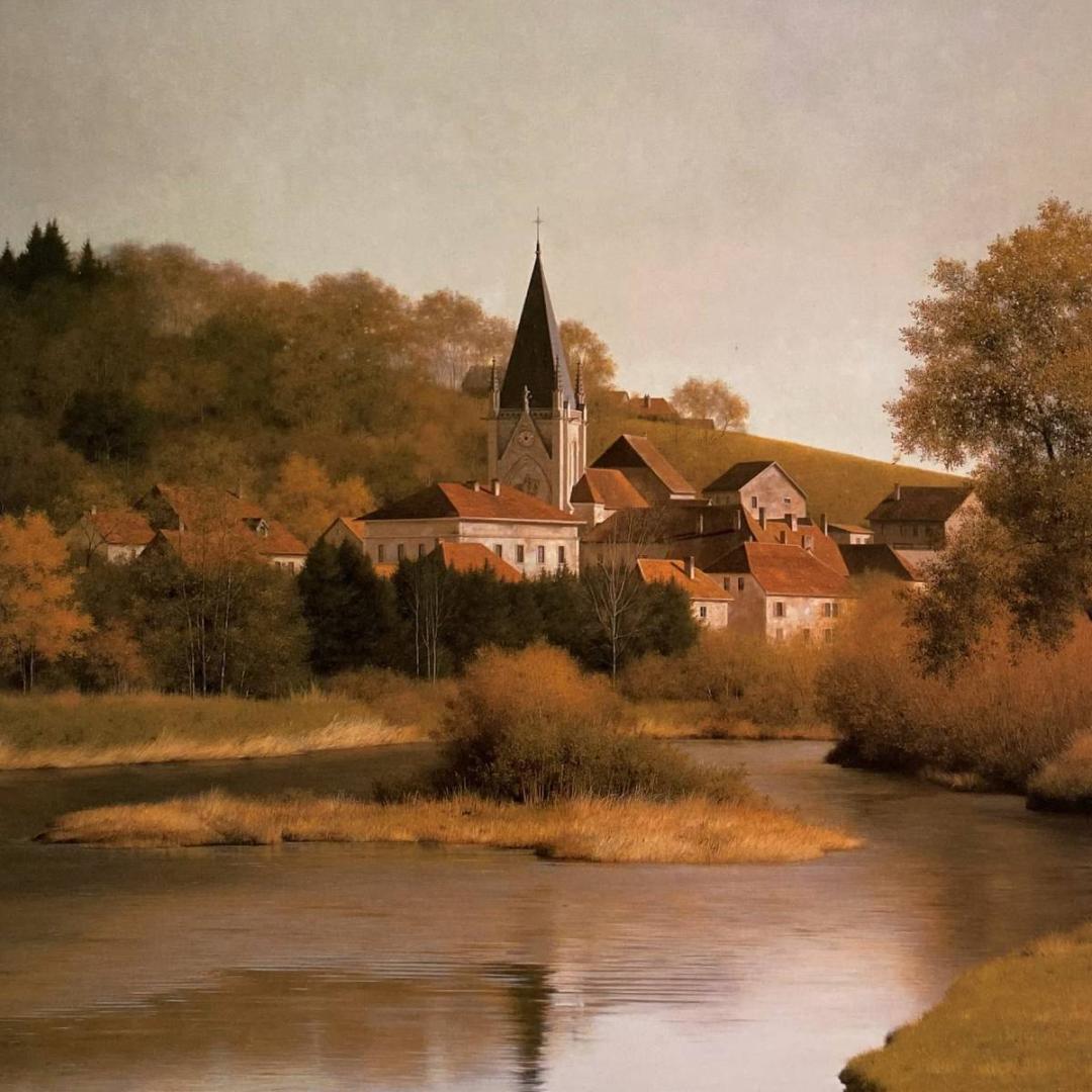 森本草介、【田園】、希少な額装用画集より、新品額装付、状態良好