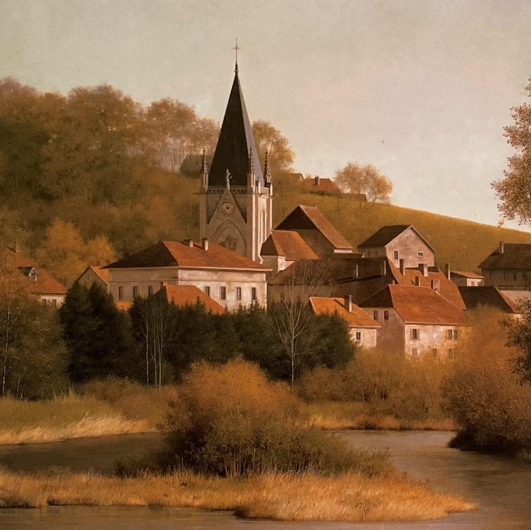 森本草介、【田園】、希少な額装用画集より、新品額装付、状態良好