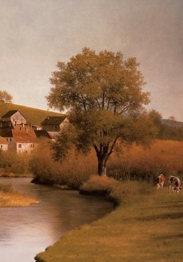 森本草介、【田園】、希少な額装用画集より、新品額装付、状態良好