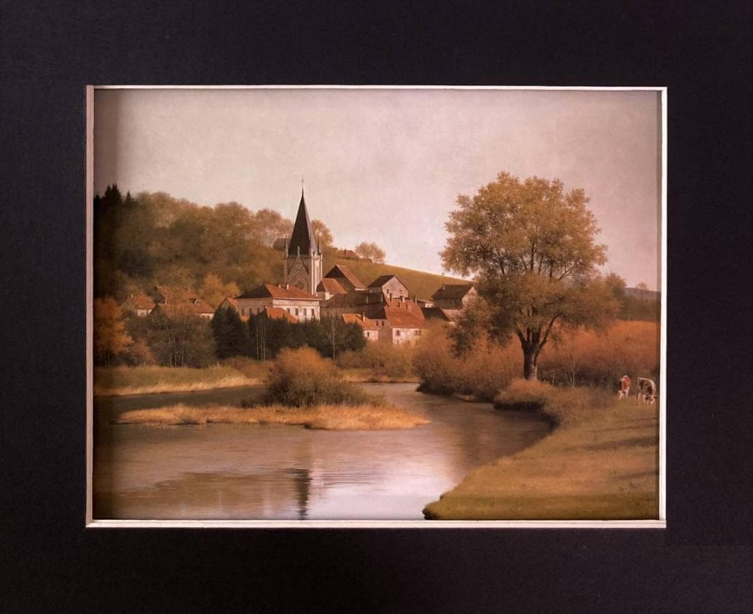 森本草介、【田園】、希少な額装用画集より、新品額装付、状態良好