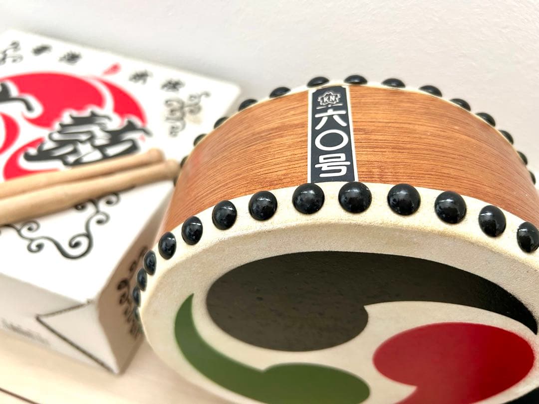 祭　お囃子　小太鼓　職人　手造り　本皮　巴太鼓　六〇号 和太鼓 練習　バチ付