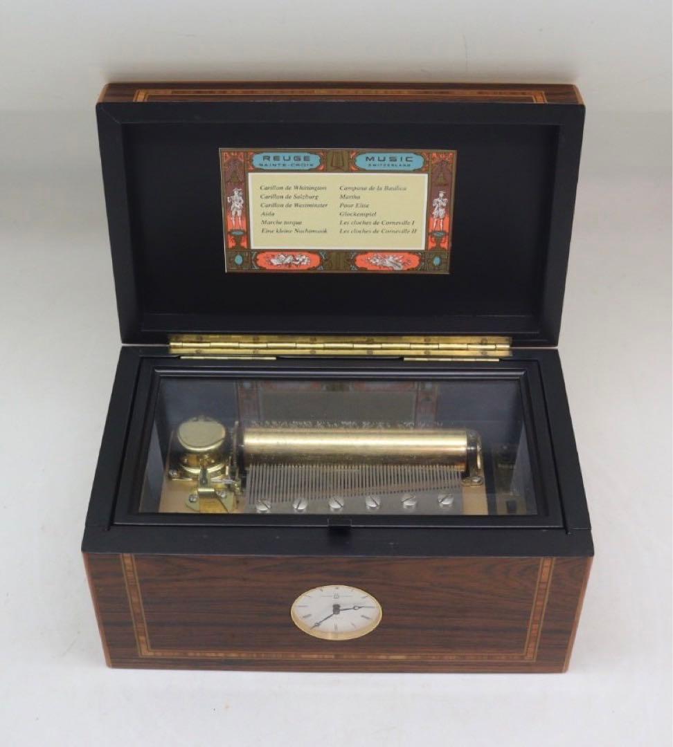 リュージュ　オルゴール　60弁　12曲　時計付き　クォーツ　目覚まし時計