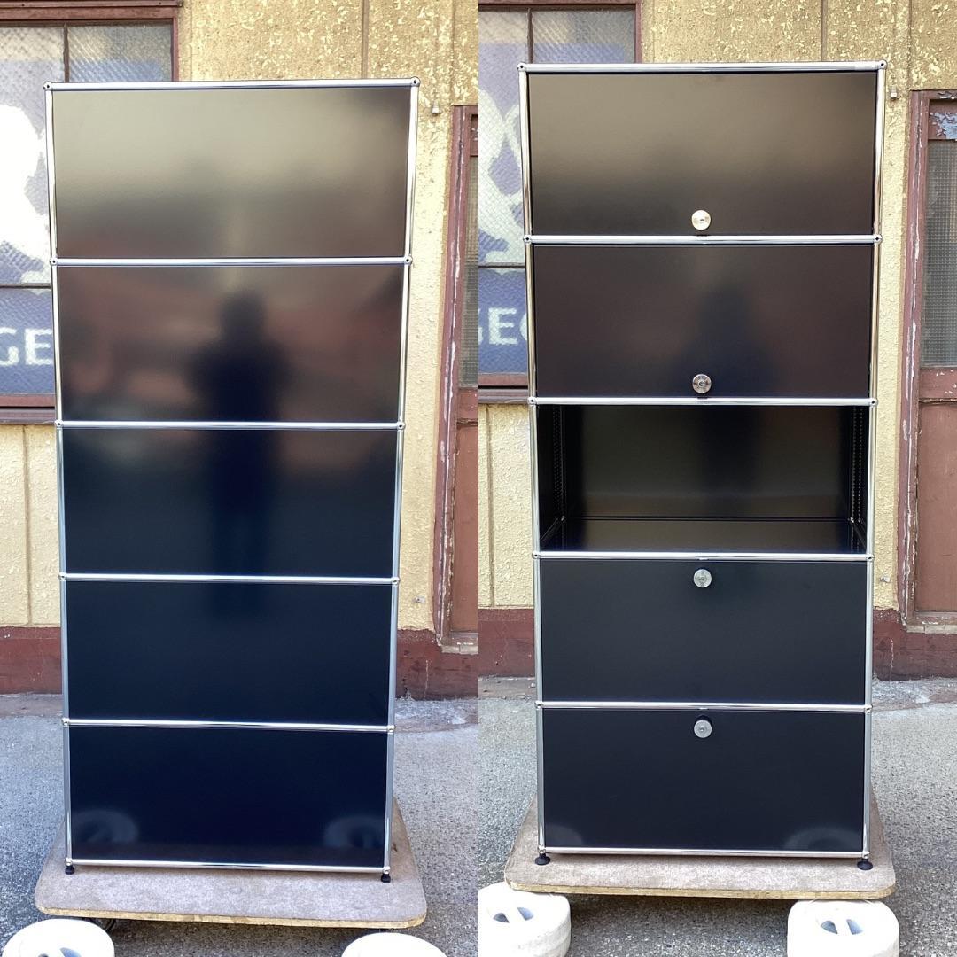 鍵付き　USMハラー キャビネット 1列5段　ブラック系　引き出し