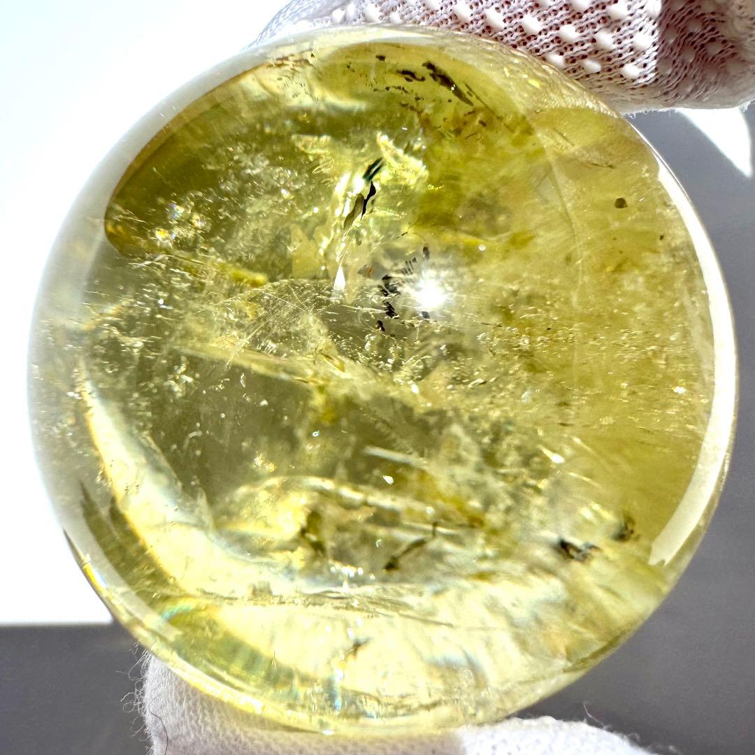 虹入り レインボー シトリン 黄水晶 丸玉 スフィア 45.5mm