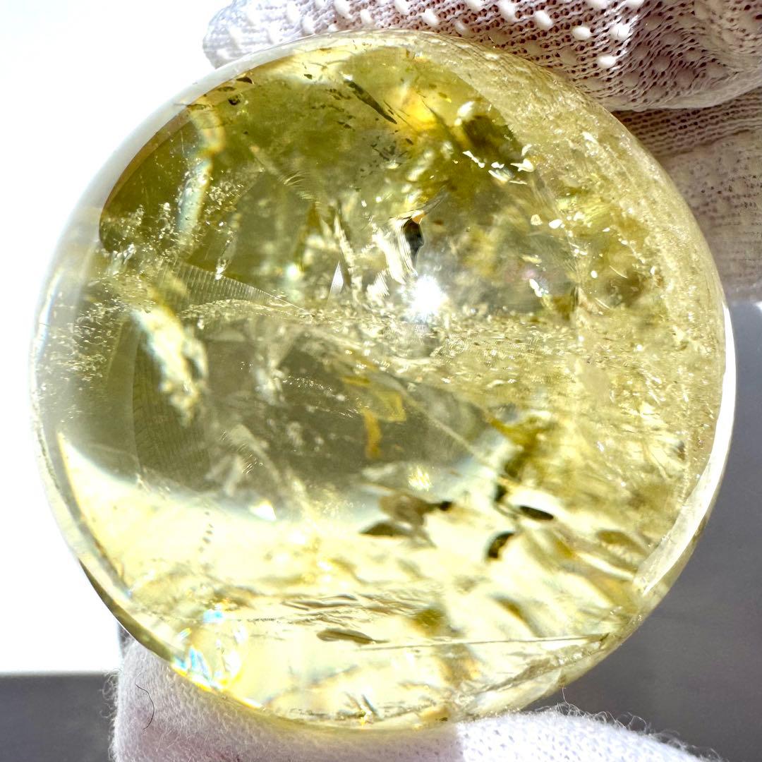 虹入り レインボー シトリン 黄水晶 丸玉 スフィア 45.5mm