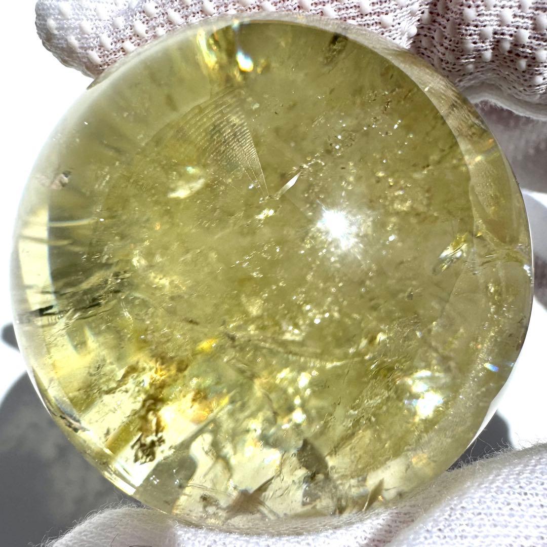 虹入り レインボー シトリン 黄水晶 丸玉 スフィア 45.5mm