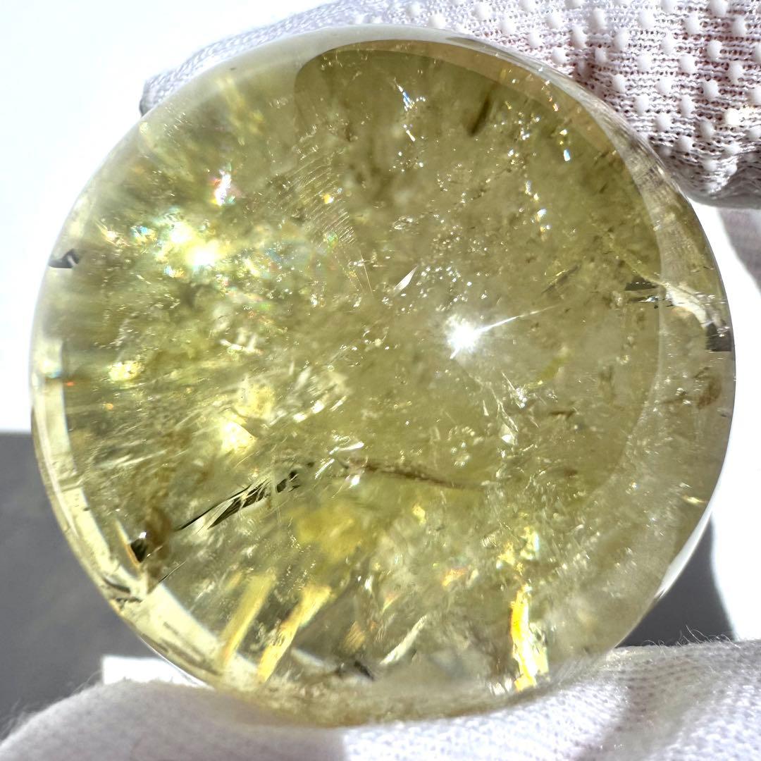 虹入り レインボー シトリン 黄水晶 丸玉 スフィア 45.5mm