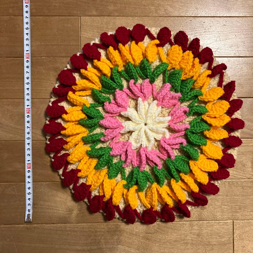 7点 オシャレ ハンドメイド セット 手編み クッション インテリア マット