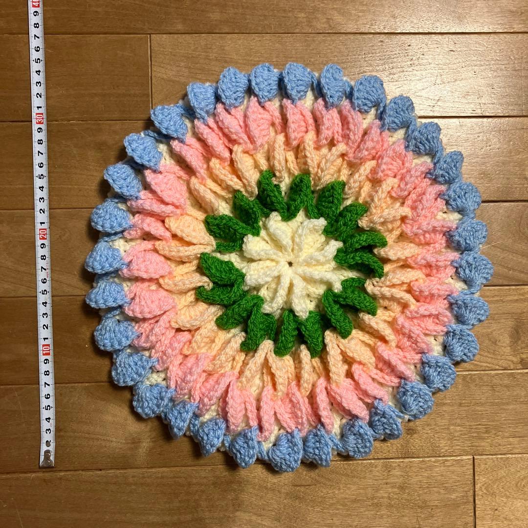 7点 オシャレ ハンドメイド セット 手編み クッション インテリア マット