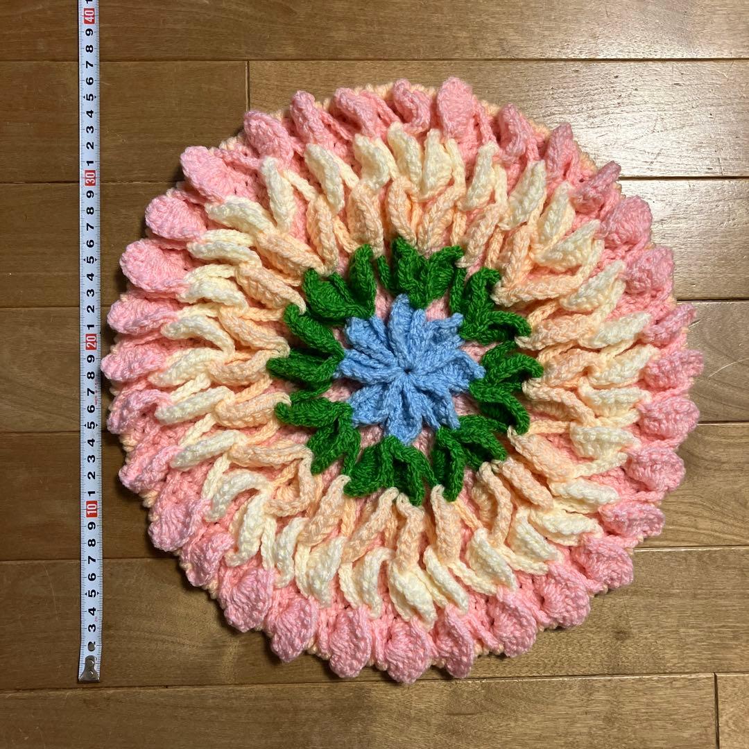 7点 オシャレ ハンドメイド セット 手編み クッション インテリア マット