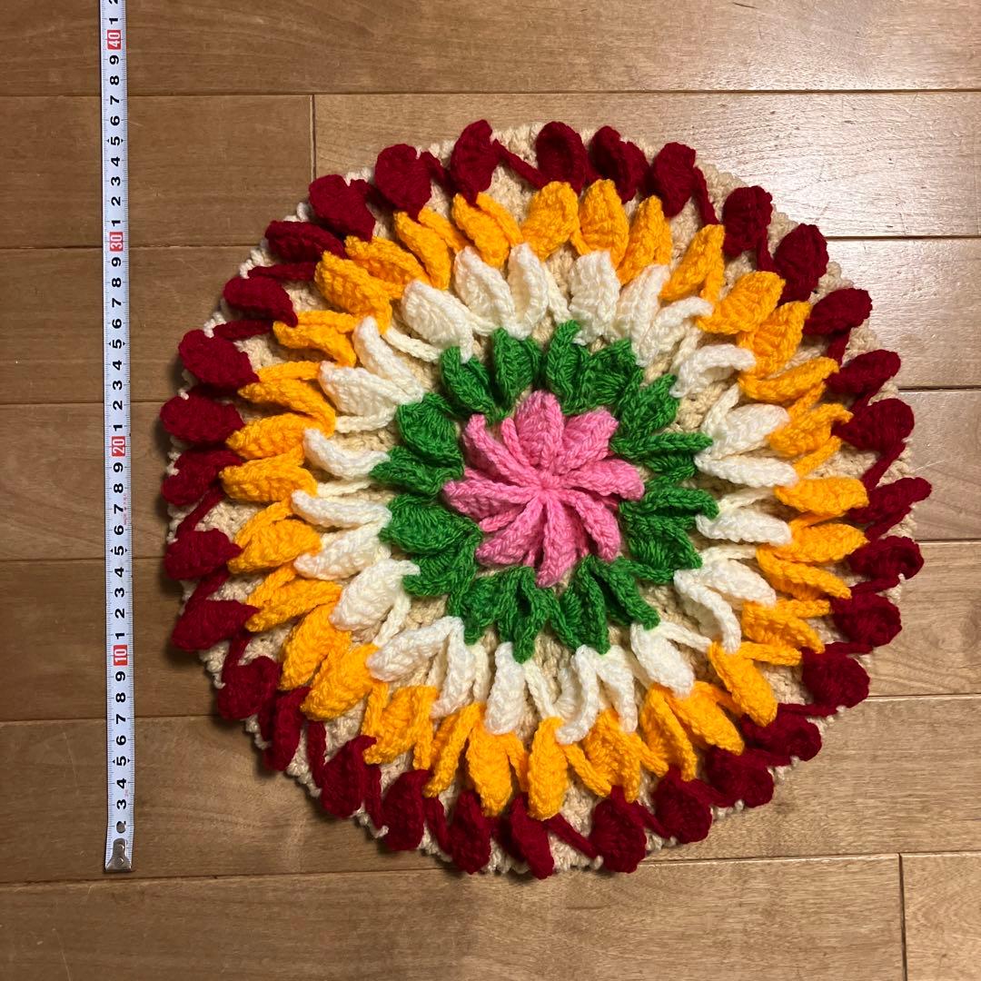 7点 オシャレ ハンドメイド セット 手編み クッション インテリア マット
