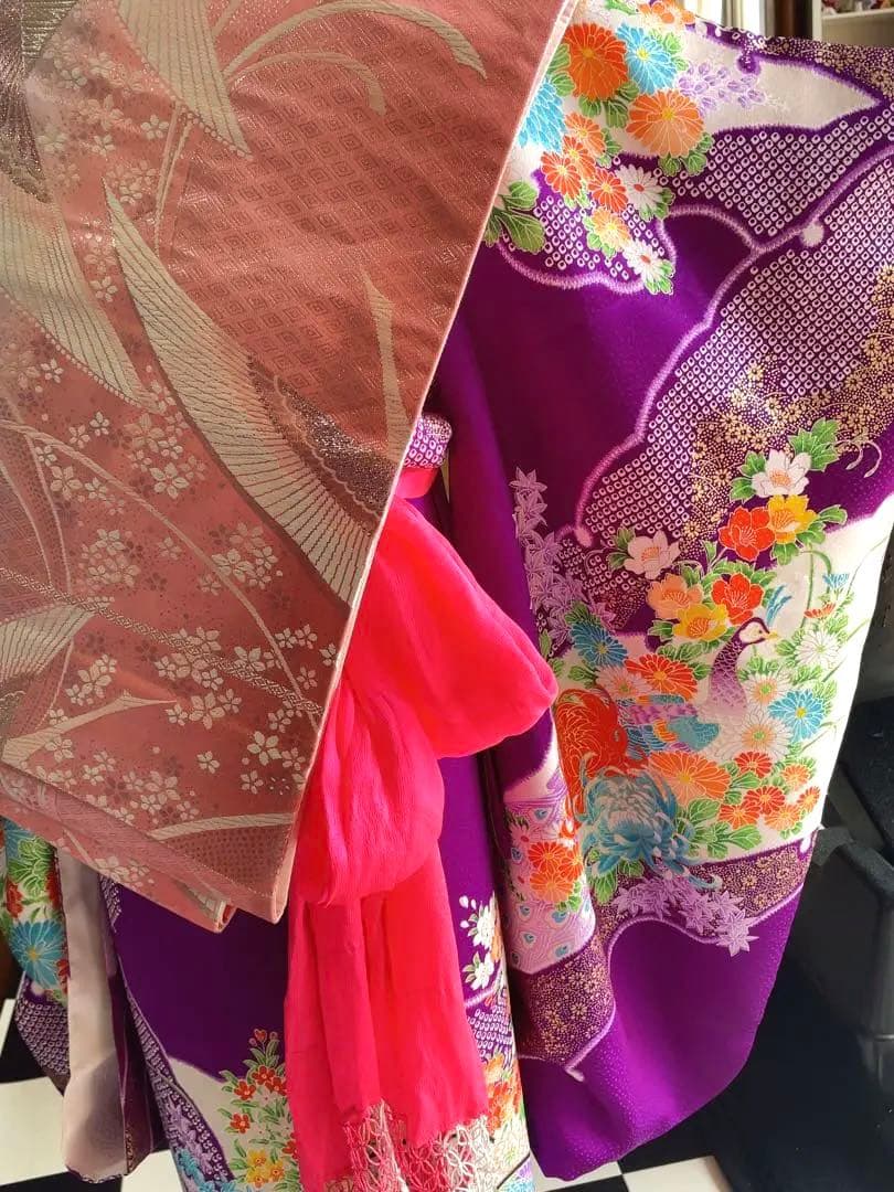 七五三七歳フルセット紫の花柄