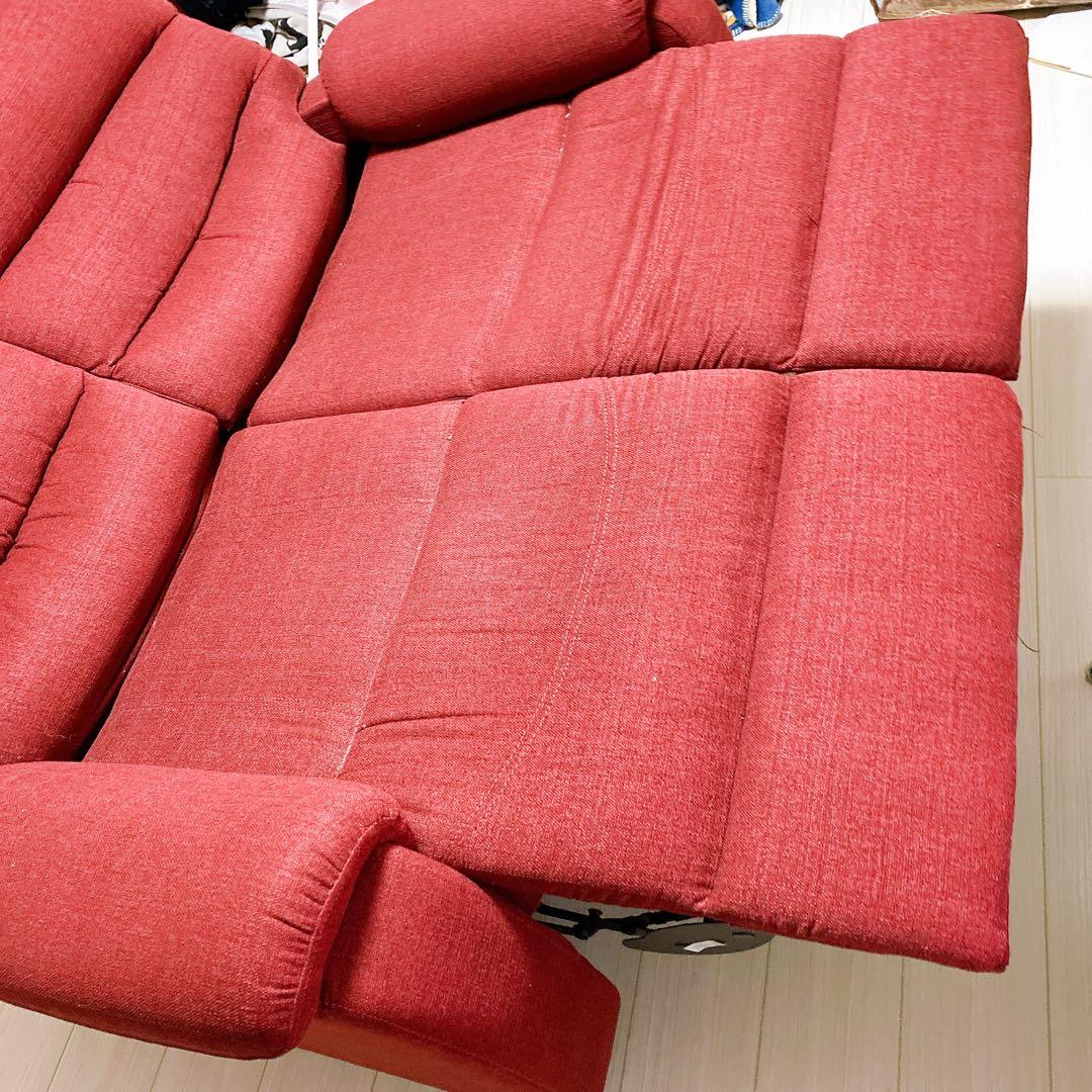 【極美品・送料込】ニトリ 2人用電動布張りリクライニングソファ