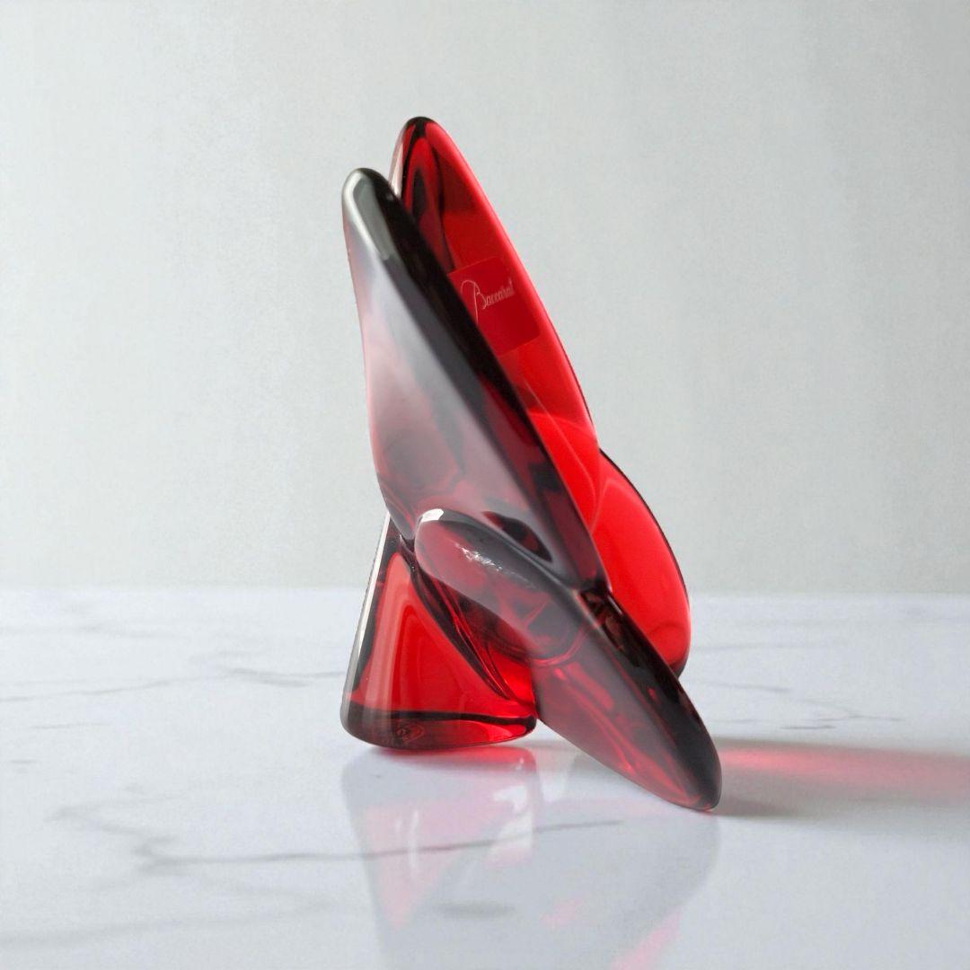 【未使用】Baccarat　バカラ　オブジェ　ラッキーバタフライ　レッド