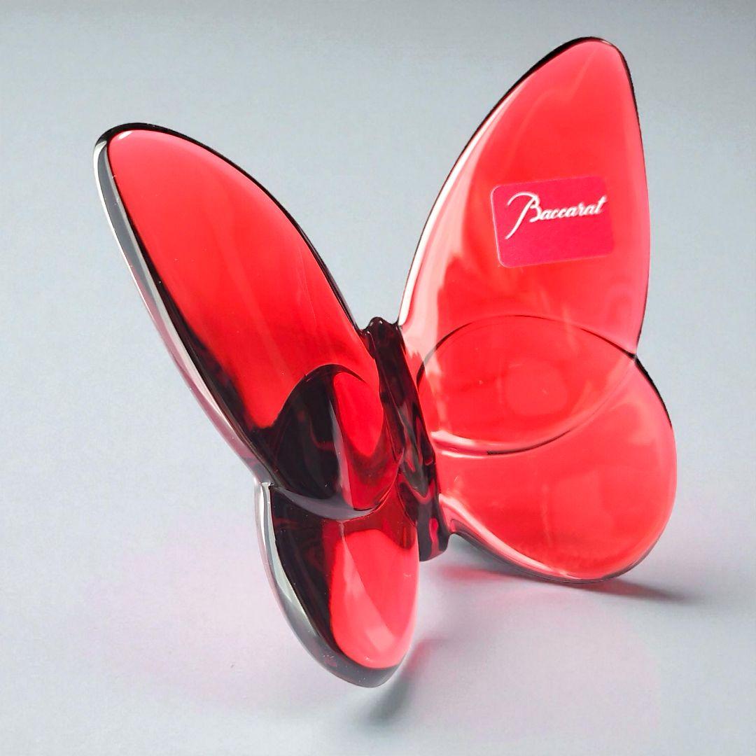 【未使用】Baccarat　バカラ　オブジェ　ラッキーバタフライ　レッド