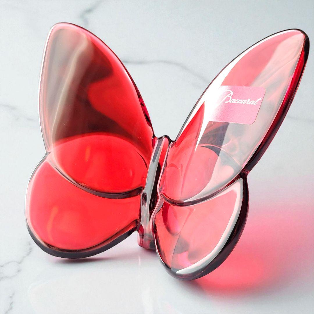 【未使用】Baccarat　バカラ　オブジェ　ラッキーバタフライ　レッド