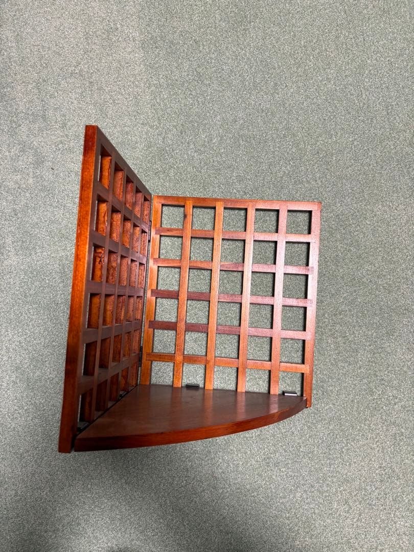 木製コーナーシェルフ ダークブラウン ラティス