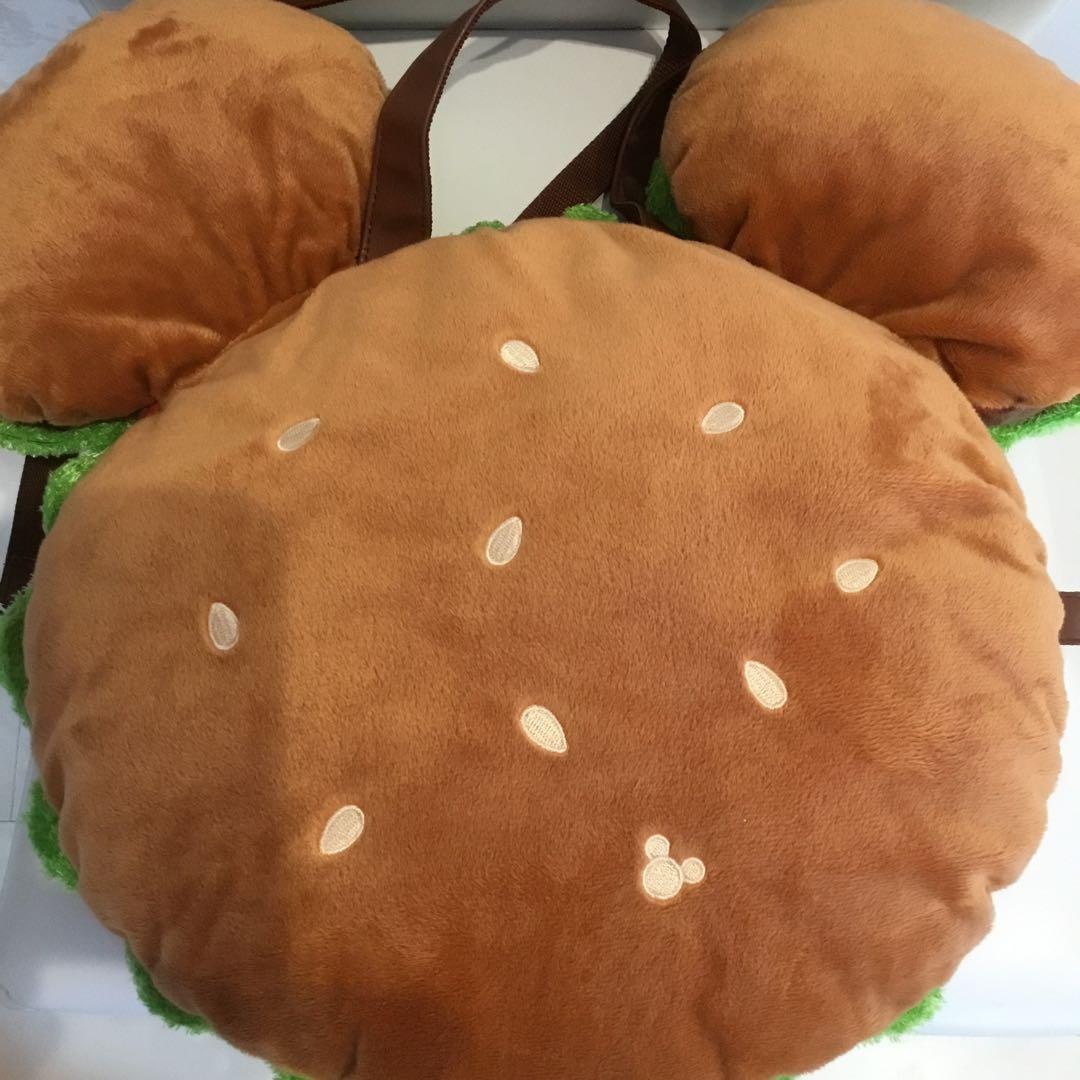 ハンバーガー型ナップザック ミッキー耳付き　ミッキーマウス￼ ディズニーランド￼