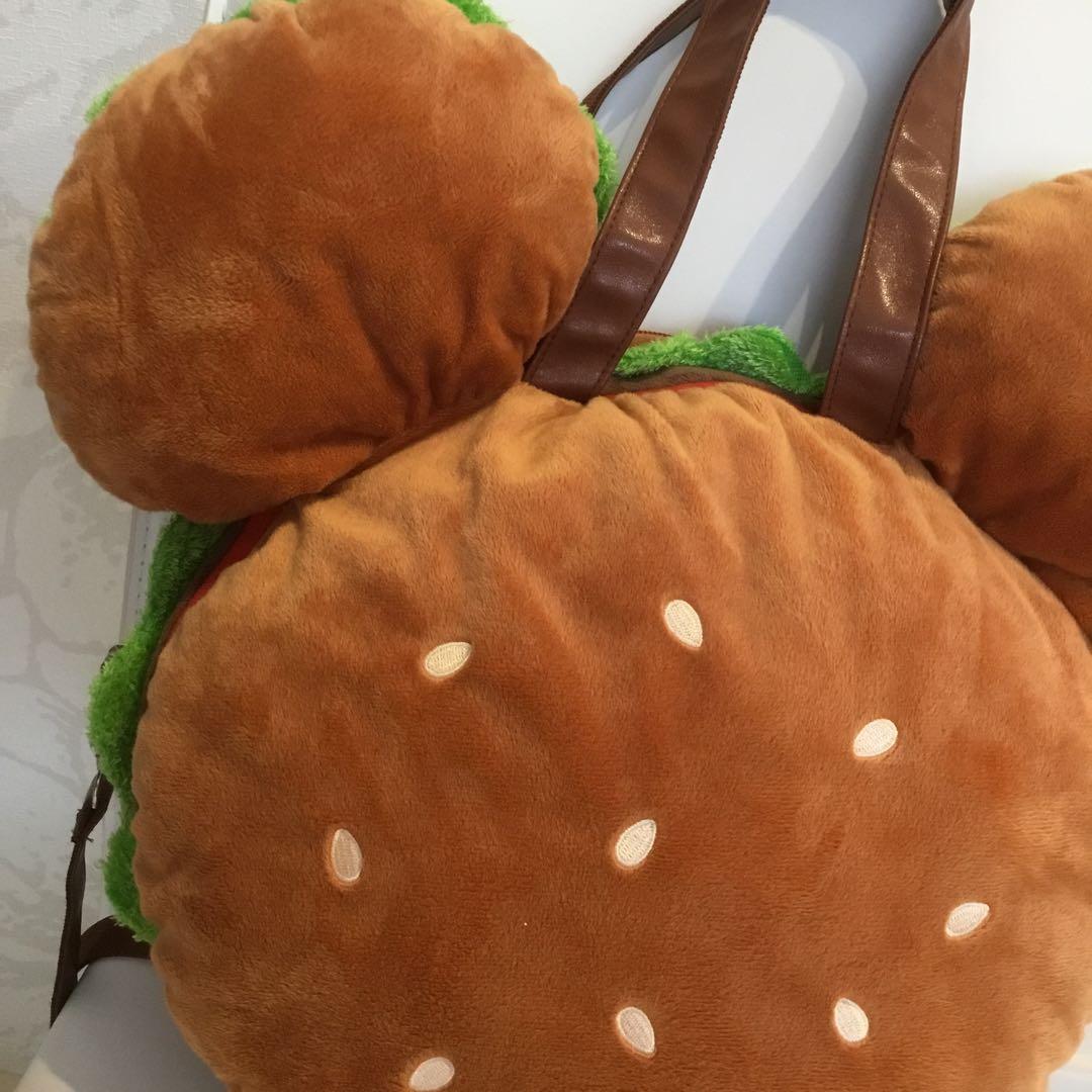 ハンバーガー型ナップザック ミッキー耳付き　ミッキーマウス￼ ディズニーランド￼