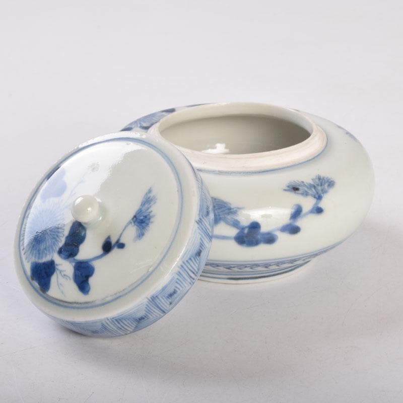 瀬戸焼 古瀬戸染付花草文 茶壷 蓋物 蓋壷 蓋香炉 V 8382 - メルカリ