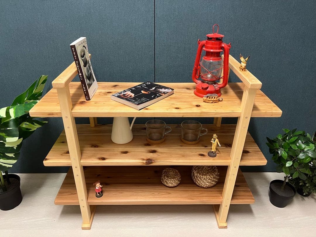 【送料無料】 オープンラック 本棚 小物置き 杉 ナチュラル 3段