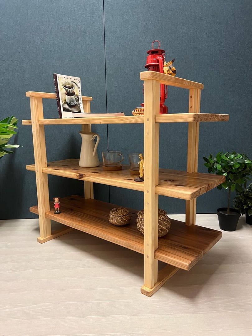 【送料無料】 オープンラック 本棚 小物置き 杉 ナチュラル 3段