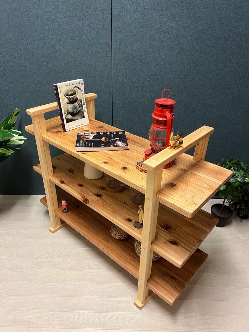 【送料無料】 オープンラック 本棚 小物置き 杉 ナチュラル 3段