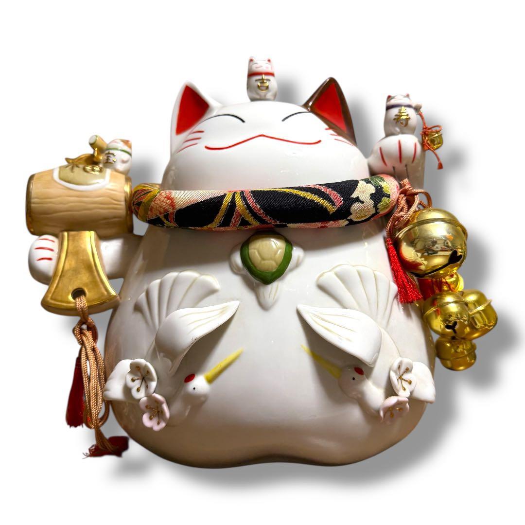 《レア》猫舎道楽堂本舗 大きい招き猫 貯金箱 高さ約30cm