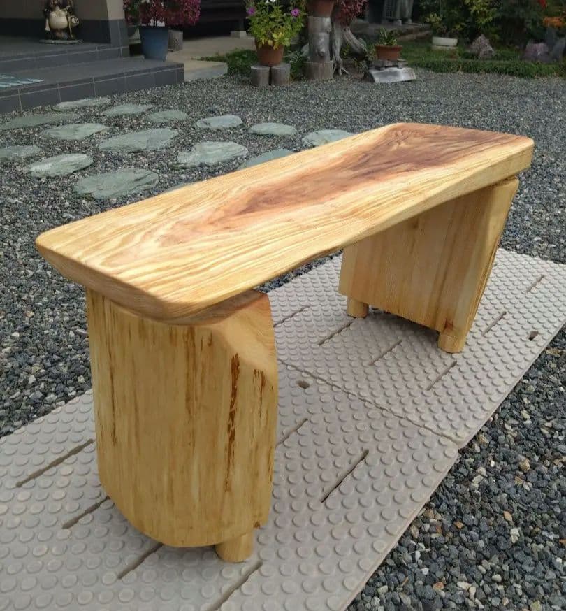 杉板と檜のベンチ84　値下げ❕天板は肌に優しい杉　節無しで杢目が綺麗　脚は檜半切