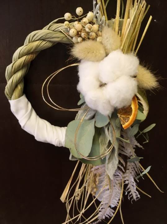 22自家栽培ドライフラワー含むしめ飾りしめ縄プリザーブドフラワー スワッグ