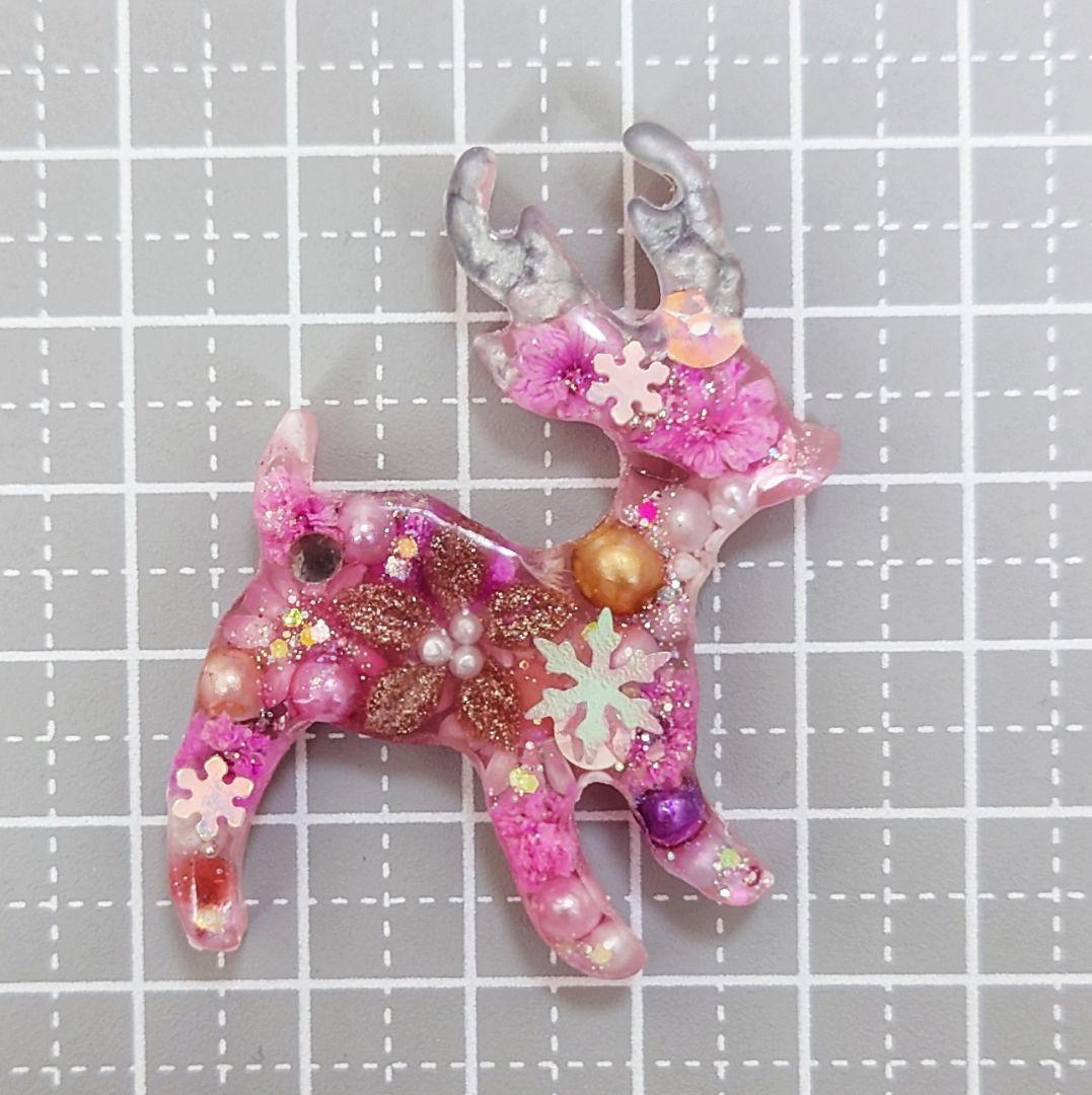 レジン　猫　トナカイ　ヘアゴム　ブローチ　ポニーフック　No.348