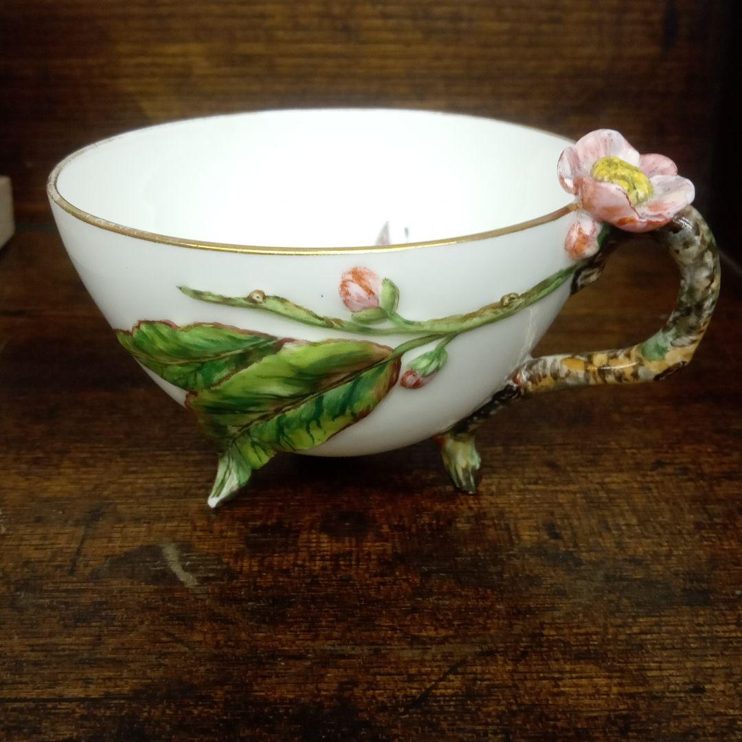 イングランド　アンティーク　マジョリカ焼　桜　カップ