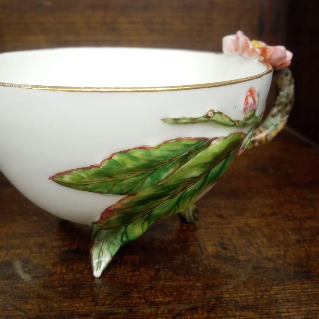 イングランド　アンティーク　マジョリカ焼　桜　カップ