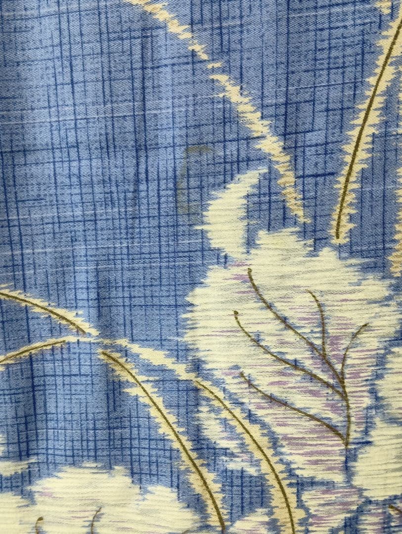 昭和　レトロ　モダン　敷き布団　花柄　青