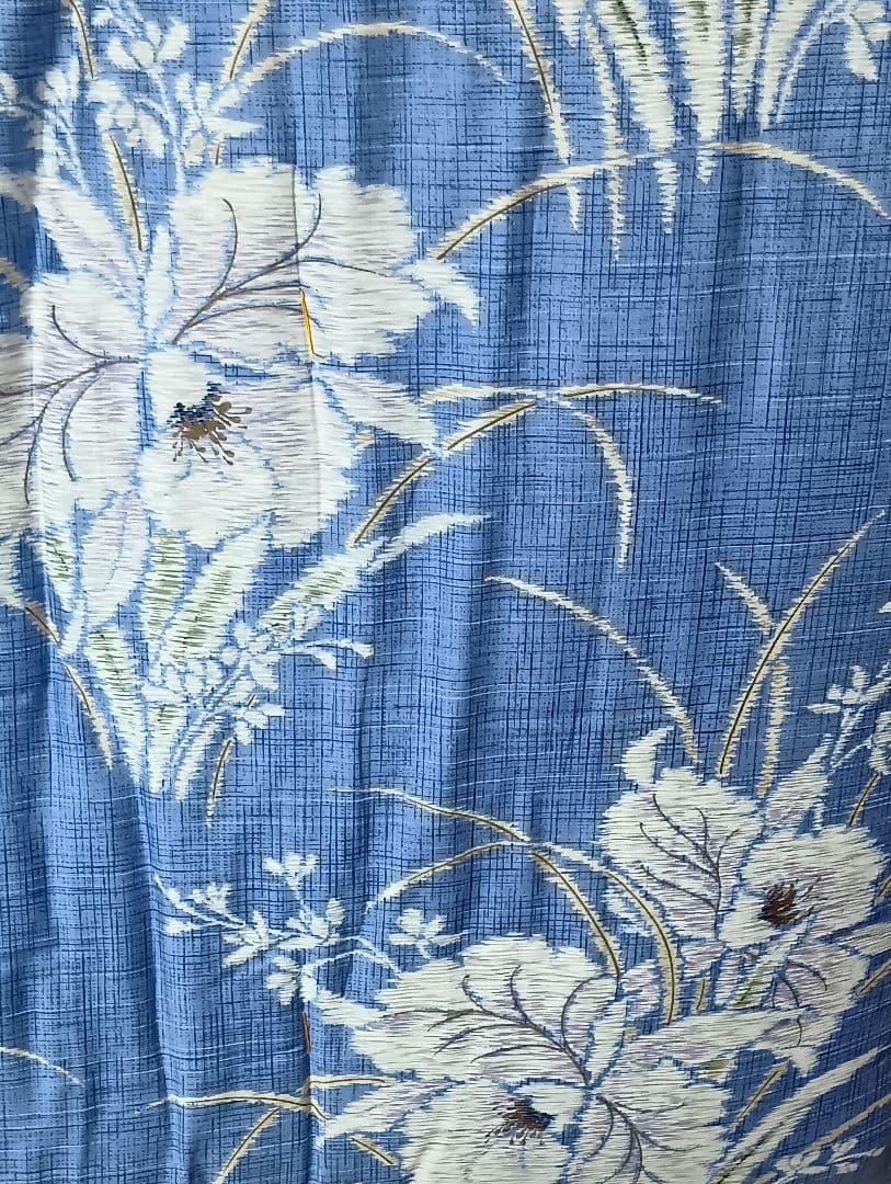 昭和　レトロ　モダン　敷き布団　花柄　青