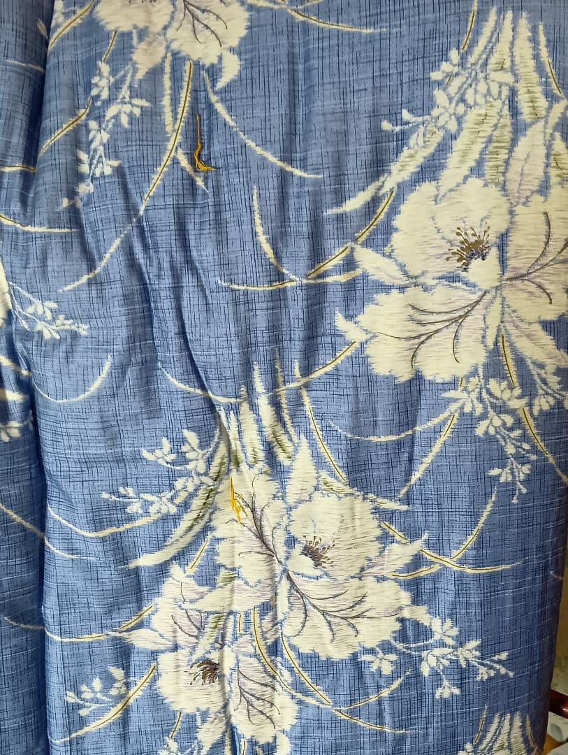 昭和　レトロ　モダン　敷き布団　花柄　青