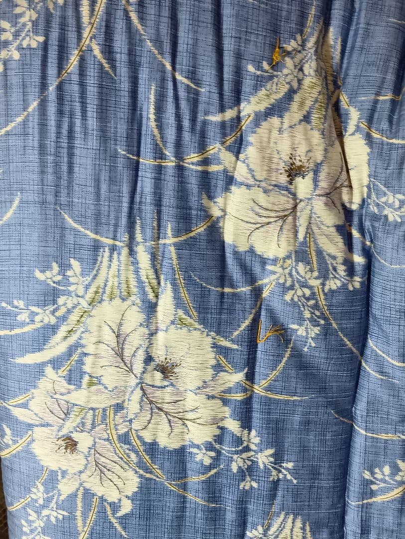 昭和　レトロ　モダン　敷き布団　花柄　青