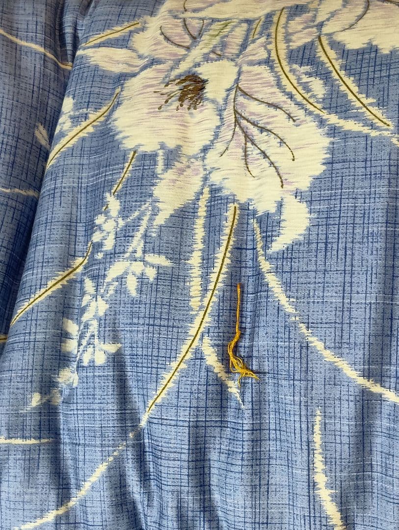 昭和　レトロ　モダン　敷き布団　花柄　青