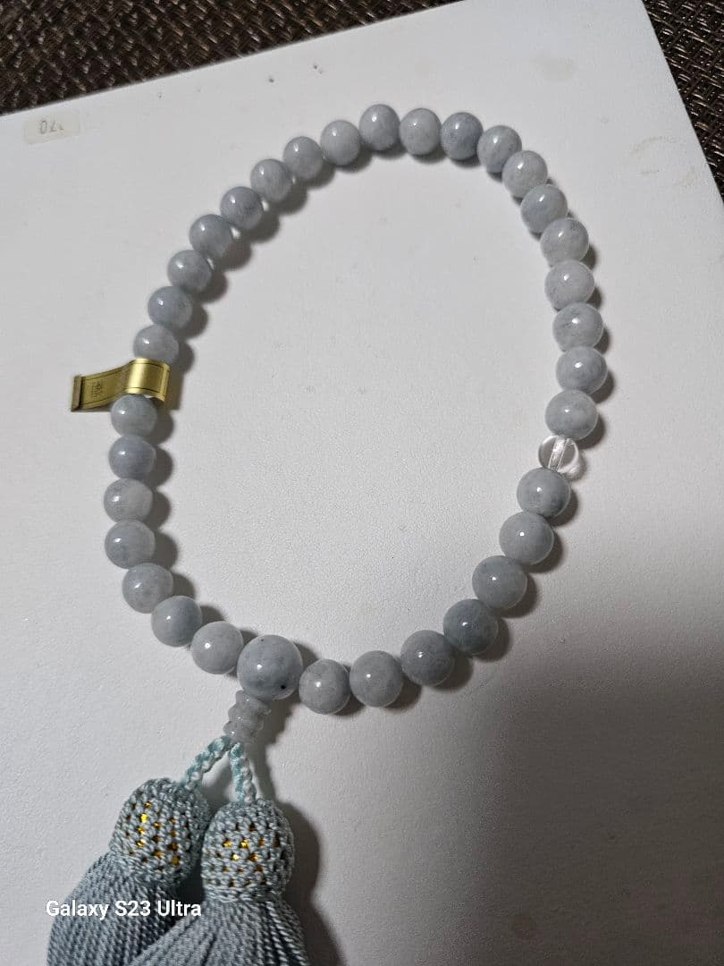 糸魚川青翡翠念珠８mm３３珠　産地証明書付き