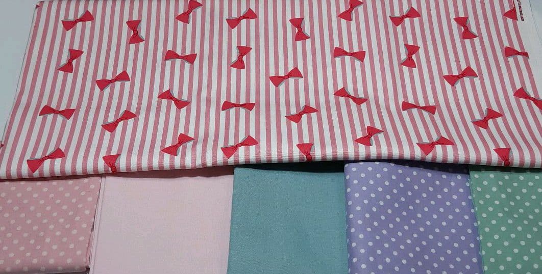 ランチョンマット　生地見本　リボンストライプ