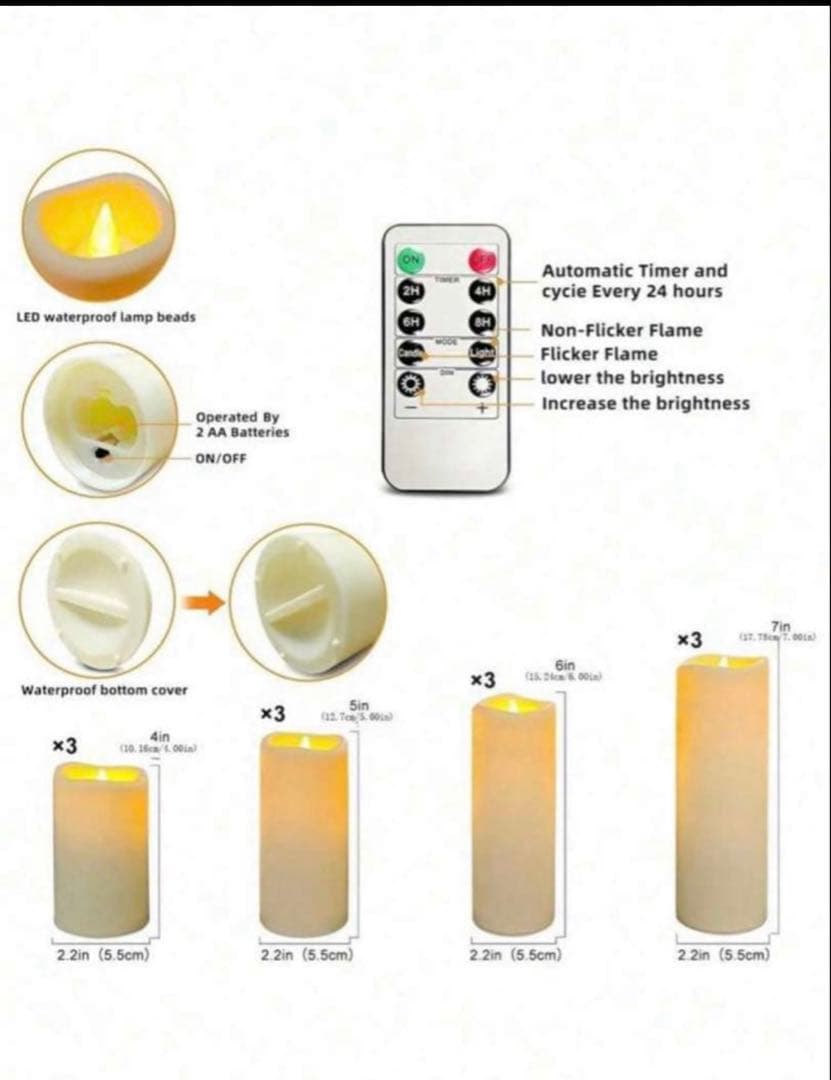 LEDキャンドル143個（電池入り）リモコン付き