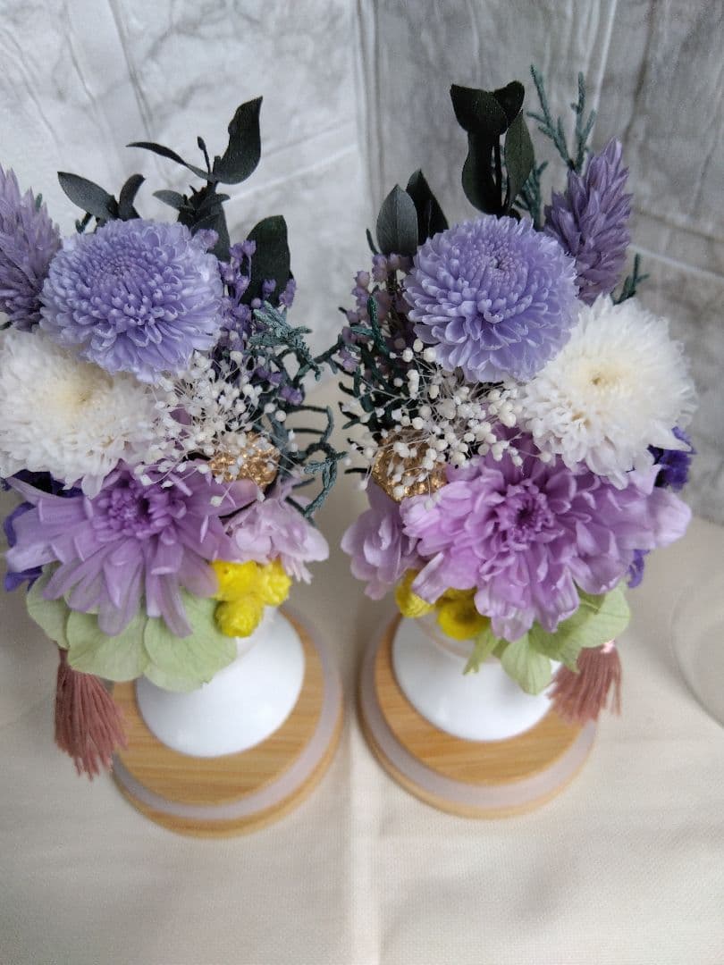 仏花プリザーブドフラワー　ガラスボトル入り　1対2基　匿名配送