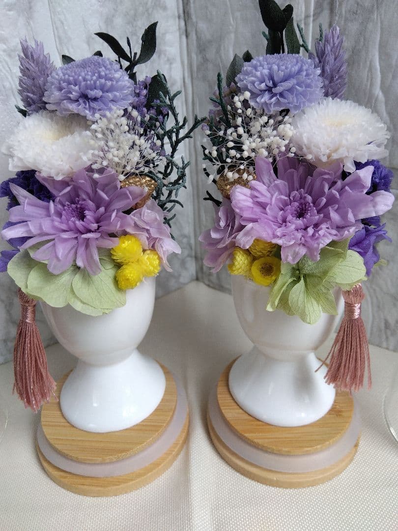 仏花プリザーブドフラワー　ガラスボトル入り　1対2基　匿名配送