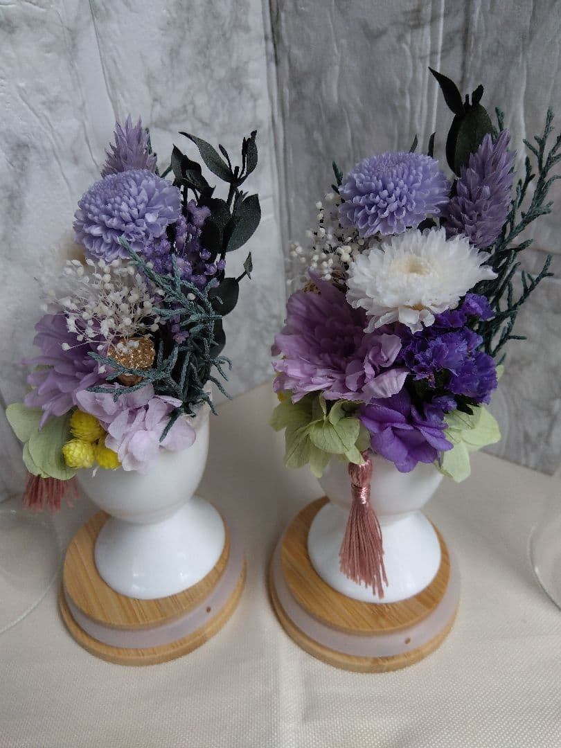 仏花プリザーブドフラワー　ガラスボトル入り　1対2基　匿名配送