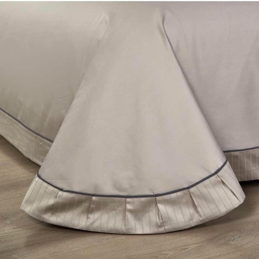 【新品】クイーン 寝具セット エジプト綿 紫 シーツ 枕カバー 掛け布団カバー