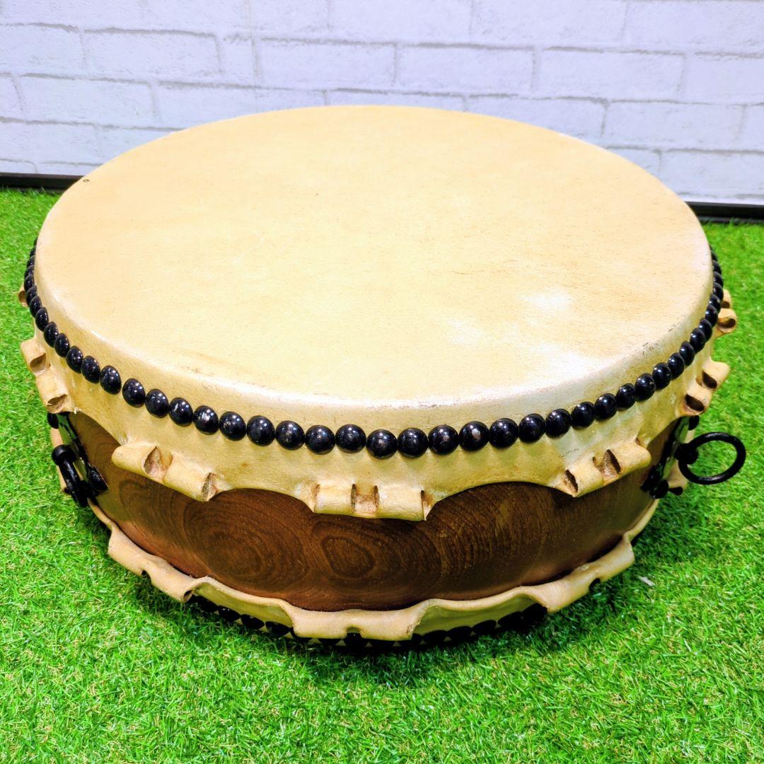 【高級】平太鼓　和楽器 和太鼓 くりぬき胴　1.4尺　耳付　欅