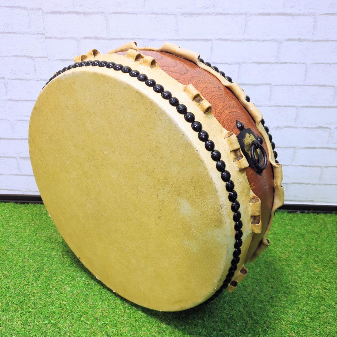 【高級】平太鼓　和楽器 和太鼓 くりぬき胴　1.4尺　耳付　欅