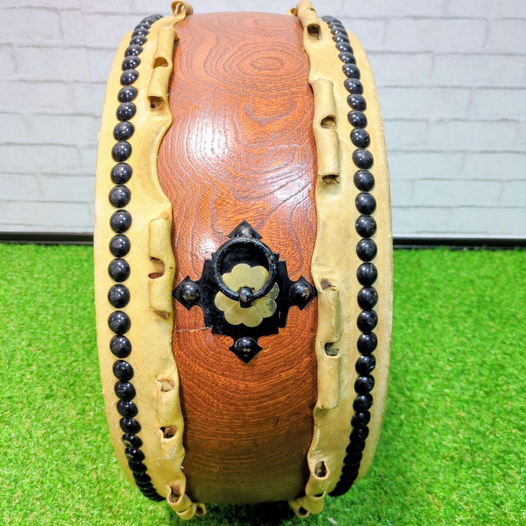 【高級】平太鼓　和楽器 和太鼓 くりぬき胴　1.4尺　耳付　欅